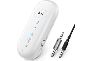 Kricsertg Bluetooth Transmitter Receiver, 2-in-1 Airplane Wireless Bluetooth, Wireless Aux Bluetooth Adapter All Headphones, Plug and Play Audio Receiver for TV PC Headphones Speakers Stereo Systems