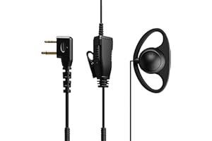 HYS Auriculares con Forma de G PTT, 2 Pines para radios bidireccionales, Compatible con Midland G7 Pro G8 G9 Pro M24 Plus M48 M99 G6 XT G7 XTR Alan HP450 (D08C, 1)