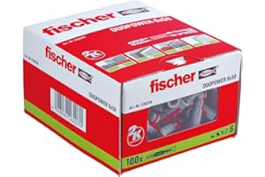 Fischer Duopower Kołki Rozporowe, Czerwony/Szary, 6 mm x 50 mm (100 Sztuk)