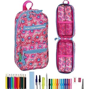 Safta Neceser Con 4 Estuches y útiles Benetton «Fiori» Oficial 120x50x230mm