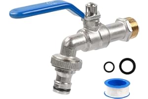 LURICO Grifo de Jardín Universal, 1/2" Griferia de Exterior, Latón Grifo Resistente al Óxido y Las Heladas, Grifo Conexión de Manguera, para Jardín, Lavadora, Barril de lluvia