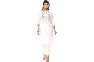 VI VIHAAN IMPEX Vivaan Impex Kurti indien brodé floral avec pantalon pour femme