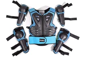 FULUOYIN Motorrad Protektorenjacke Set Kind Panzer Protektorenhemd mit Knieprotektoren Ellbogenprotektoren für Radfahren Reiten Motorrad Fahren