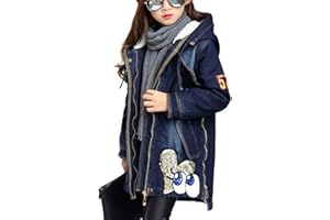 GladiolusA Kinder Mädchen Jeans Jacke Denim Blouson Übergangsjacke Mantel Outwear Trenchcoat Lange Windjacke