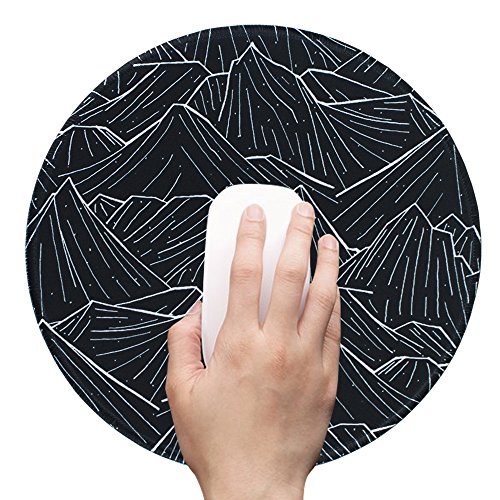 Gaming Mauspad(250 x 250 x 3 mm) ,Lizimandu Silent Designer Runde Round Mousemat /Standard Size mit Anti-Rutsch-Leder-Runde Double Sided Durchmesser 25 cm für alle gängigen Mouse-Typen(Schwarzer Berg/Black Mountain) - 2