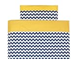 KraftKids Bettwäscheset Chevron dunkelblau und weiße Punkte auf Gelb 100 x 135 cm, Kissen 40 x 60 cm und 140 x 200 cm, Kissen 80 x 80 cm - 2