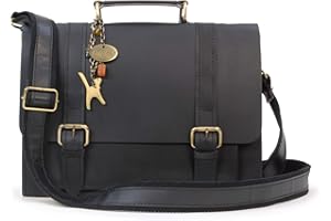 Catwalk Collection Handbags - Damska Skórzana Torba Listonoszka - Duża Aktówka do Pracy z Odpinanym Regulowanym Paskiem na Ramię - Canterbury