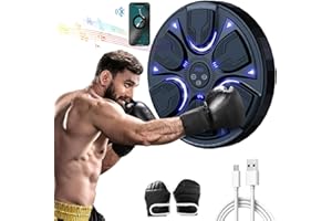 BOMKRA Music Boxing Machine Wall Mounted, Smart Music Boxing Equipment Punching Pads with LED Lights, Bluetooth Sensor & Gloves Electronic Boxing Target for Indoor Home Exercises