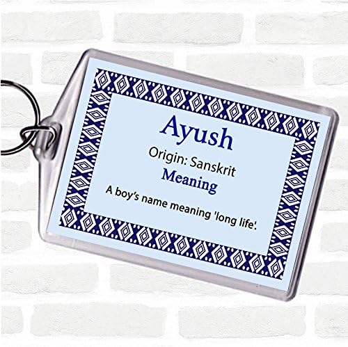 Ayush Name Meaning Bag Tag Keychain Keyring Blue