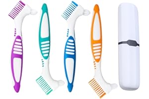 DQIUNAX Prothesenzahnbürste, 5 Stück Mit Aufbewahrungsbox, Zahnbürste Für Prothesen Und Zahnprothesen Bürste, Ideal Für Tägliche Reinigung, 5 * 15 5.5 * 20 Cm