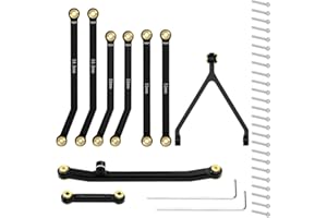 EPINON Aluminum High Clearance Chassis Links Suspension Links and Steering Links Set for 1/24 Axial SCX24 Bronco/JLU/C10 Upgrade Parts (Black)