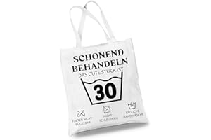 HAPPIRRA Lustige Baumwollbeutel zum Geburtstag, Geschenk zum 30/40/50/60/70/80 Geburtstag Frau Manner, Stofftasche Shopper Bag, Geburtstage Entspannt und Genussvoll Feiern