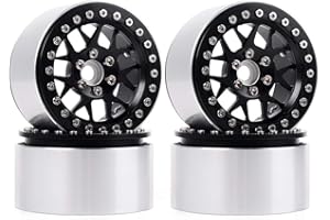 INJORA 4PCS 2,2 Roue Pneus Beadlock RC Jante en Métal pour 1:10 RC Rock Crawler Axial SCX10 RR10 Wraith 90056 Traxxas TRX4 (Noir)