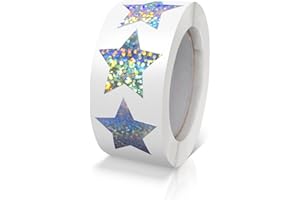 MEITAAT Silber Sterne Aufkleber Rolle 2.5cm Klein Selbstklebende Glänzende Etiketten Weihnachts Sterne Funkelnde Aufkleber Star Sticker Sterne Glitzer Deko Scrapbooking 500 Stück