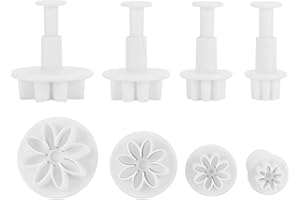 LEFTWEI Formine per Biscotti a Forma di Fiore, 4 Pezzi per Torta Fondente, Taglierina per Stantuffo, Pasta di Zucchero, Fiore, Foglia, Farfalla, a Forma di Cuore, Stampo per Decorare,