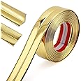 HASTHIP® 1 Rolls Golden Wall Molding Trim - Flexible PVC Wall Molding Trim & Corner Guards & Caulk Strip, Apply in Table Edge Door Frame Baseboard for Protection and Decoration, 9.84ft x 0.78in