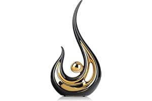 LCCCK Schwarz Und Goldene Wohnkultur-Akzente, Moderne Abstrakte Kunst, Keramik-Dekor-Statue Und Skulpturen, Für Tischdekorationen, Esszimmer, Wohnzimmer, Büro, Mittelstück, Schwarz Dekoration