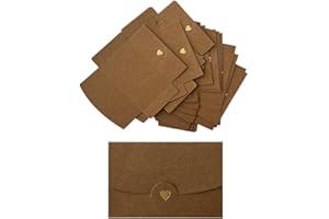 CZAKOMIX 40PCS Kraftpapier Umschläge,Mini Briefumschläge, Kraftpapier Karten mit Herz Verschluss, Geschenkkarte Umschlag, für Diy GeschenkKarten Weihnachten Valentinstag Geburtstagsfeier Geschenk Card