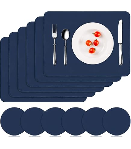 4 Sets De Table En Similicuir Lavables - Antidérapants, Résistants à La Chaleur - Pour Cuisine, Salon - Beige