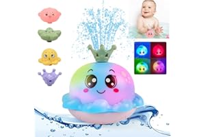VCUMTER Jouets de Bain Bébé, Jeux de Bain pour Bebe Enfant 1 2 3 4 Ans Jouet de Bain et Piscine pour bébé Garcon, Jouets de Douche, Jeu d'eau Poulpe de à Jet avec LED, Bleu