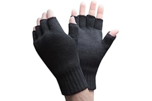 HEAT HOLDERS - Mens Winter Warm 2.3 TOG Fleece Lined Insulated Knit Thermal Fingerless Gloves