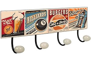 POMOLINE PERCHA Pared Vintage 4 Ganchos Porcelana BAR Retro 400x155MM