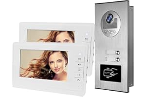 DIGINEX HFeng 7 '' Couleur Filaire Interphone Vidéo Porte Système de Téléphone kit 700TVL RFID Accès Entrée Caméra Sonnette IR Vision Nocturne pour 2 Appartements/Famille/Maison