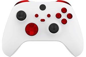 eXtremeRate Boutons de Remplacement pour Xbox Series X/S Manette, LB RB LT RT Triggers Bumpers D-Pad ABXY Start Back Sync Share Boutons pour Xbox Series S/X Manette Rouge Écarlate