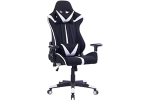 WOLTU Silla Gaming, Transpirable Tela Ergonómica Gaming Chair para con Reposacabeza & cojín Lumbar Silla Gamer Sillón Giratorio Videojuegos, Livestreaming, Silla de Oficina y computadora Blanco