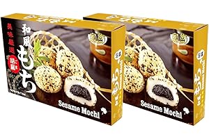 STARRY MART Royal Family Sesame Flavour of Japanese Style Mochi Daifuku Sweet Rice Cake Desserts Snacks 6 Pieces 210g (Pack of 2) HALAL