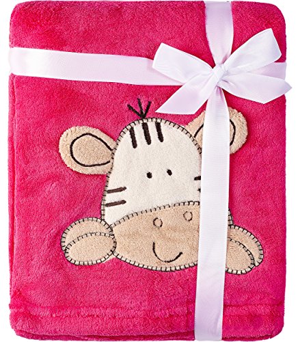 Morbido Coperta con 3D Applicazione per Bebè 76 x 102 cm KCSN08 (Amaranth/Zebra)