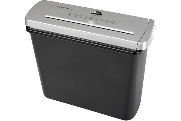 Genie 106 S Vario Embout destructeur de documents pour toute corbeille à papier (jusqu'à 6 feuilles, coupe en bandes) avec corbeille à papier silber
