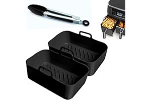 CERENE - Molde silicona freidora de aire, accesorios airfryer sin aceite, cesta de silicona para air fryer, moldes airfryer doble, bandeja doble, recipiente freidora de aire, cecotec,cosori, ninja
