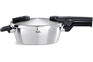 Fissler Vitaquick Grande Pentola a Pressione Grande da 2.5 L, con Diametro da 18 cm, Inserto, Pentola a Vapore in Acciaio Inox, 2 Livelli di Cottura, Prodotto in Germania per Piani Cottura a Induzione