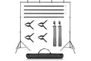 NONE MANUFACTUER Professional 2 * 3m(6.5 * 9.8ft) Adjustable Backdrop Stand Kit for Photo and Video Studio - Background Support System with Carrying Bag and 4 Clamps
