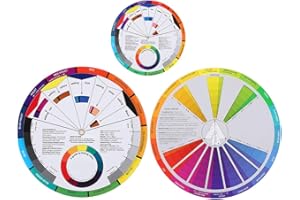 FOLANDA Mixing Color Wheels for The Artist 3Pcs Color Wheel, Colour Guide Wheel, Paint Mixing Learning Guide Art Class Teaching Tool, Makeup Blending Board Chart, Color Mixed Guide Mix Colours