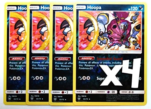 Pokemon: 4X Hoopa 55/73 ,Reverse Holo rare, NM-Mint Shining Legends, New