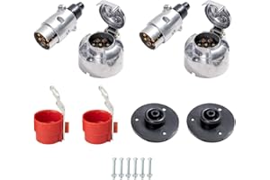 TAEUYYM 2 x Spina 7 Poli Rimorchio E Presa 7 Poli Rimorchio, 12V Lega di Alluminio Spina E Presa 7 Poli Rimorchio Impermeabile Connettori, Con Porta Spina Rimorchio E Guarnizione Presa Rimorchio