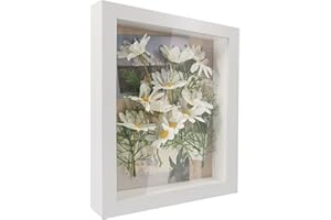 GraduationMall 20x25cm 3D Cornice Profonda Scatola per Ombre,Cornici per Foto per Oggetti Fino 3.8 cm,Scatola di Memoria,Cornici da Parete e da Tavolo Bianco