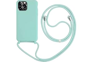 MEVIS MEIVS Funda Compatible con iPhone 13 Pro MAX, Ajustable Collar Correa de Cuello CordónCarcasa de Silicona-Verde Claro