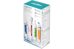 AQPET Osmosis OSMOSY4 - Osmosis de 4 etapas con Resina para producción de Agua osmótica para Acuario, Membrana de 50 galones (190 litros) / día para acuarios, Color Blanco