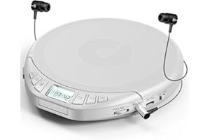 Gueray Lecteur CD Portable Lecteur CD Enfant HiFi Lecteurs CD pour Voiture avec écouteurs Ecran LCD Support Prog ASP Fonction mémoire Fonction de répétition Sound Effet Argent