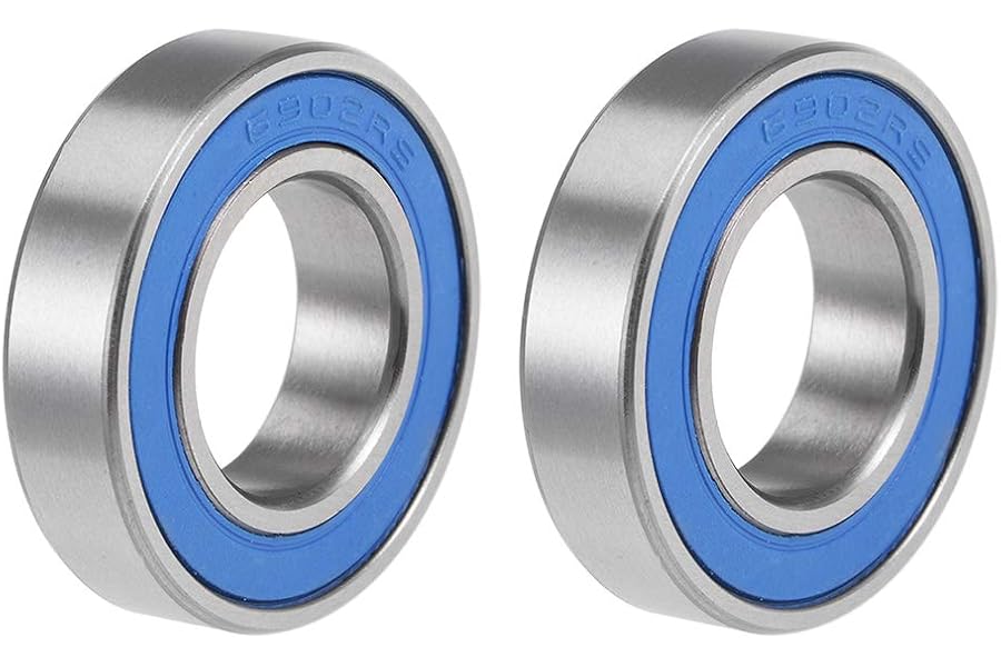 sourcing map 6902-2RS Deep Groove Ball Bearings 15mm x 28mm x 7mm Double Sealed Chrome Steel Blue Cover P6(ABEC3) 2pcs