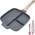 Section Frying Pan, Grill Pans for Stove, Non-Stick, 3 Sections, Breakfast Pan, Meal Pan, Frying Pan, Split Pan, with Silicon