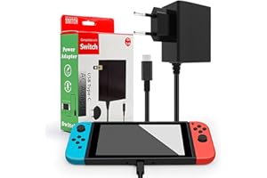 Ladegerät für Switch Console Netzteil Unterstützt TV-Modus Schnelles Aufladen mit 1,5m/5ft Kabel Kompatibel mit Switch Lite (Black)