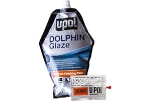 U-POL Dolphin Glaze Brushable Stopper Putty Hardener Self Levelling New Dent Hole Rust Body Filler UPOL BAGDOL 440ml Ideal for Stone Chips/Pin Holes/Very Small Scratch Easy Sand