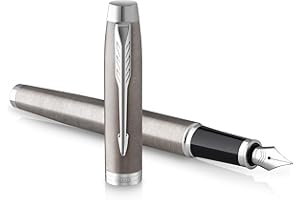 Parker IM stylo plume | acier inoxydable avec finitions chrome | pointe fine avec encre bleue | coffret cadeau