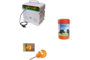 GEMI ELETTRONICA Cercas Eléctrica Para Pastor Eléctrico: 1 Electrificadores 220V + 1 hilo canductores 500 mt 6 mm² + 100 Aisladores para postes de Madera - Cerca Valla Eléctrica para jabalí vacas caballos zorros