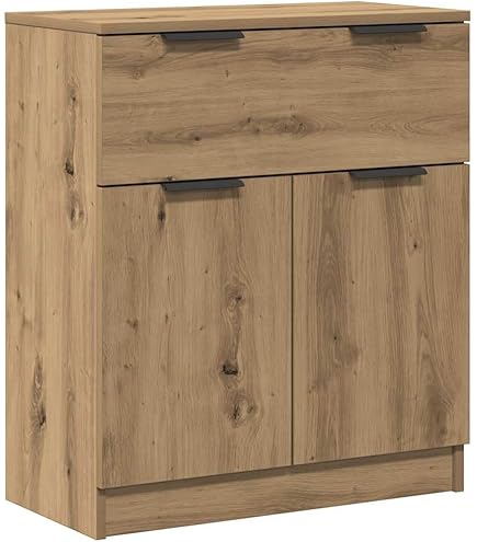 Dressoir met lade 71x35x84 cm spaanplaat zwart eikenkleurig