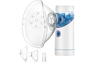 WINLOAD Inhalationsgerät Tragbar Vernebler Set, Geräuscharmes Inhalator Vernebler mit Mundstück und Maske, Wirksam bei Atemwegserkrankungen, USB Wiederaufladbar, Inhaliergerät für Kinder und Erwachsene